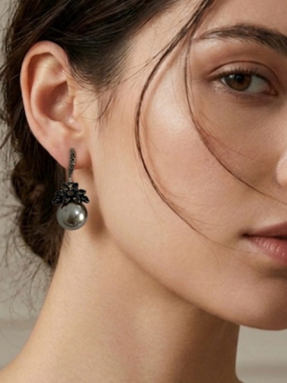 Elegant Pearl Drop & Crystal Flower Huggie Earrings